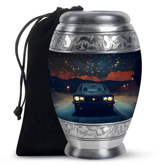KARYLIZ Car Urns - Blue Vinatge Classical Car Urn For Ashes For Women - Large Cremation Urns For Human Ashes Adult Men - Funeral Urn For Human Ashes Adult Female - Decorative Memorial (Size 10inch)