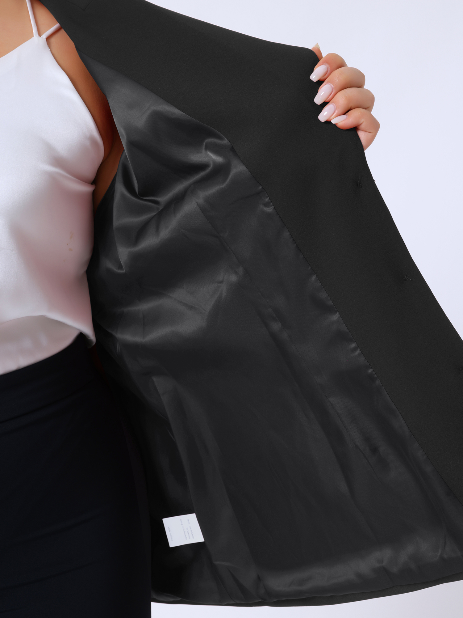 DARING DIVA Women's Plus Short Puff Sleeve Notched Lapel Blazer Jackets Black 1X
