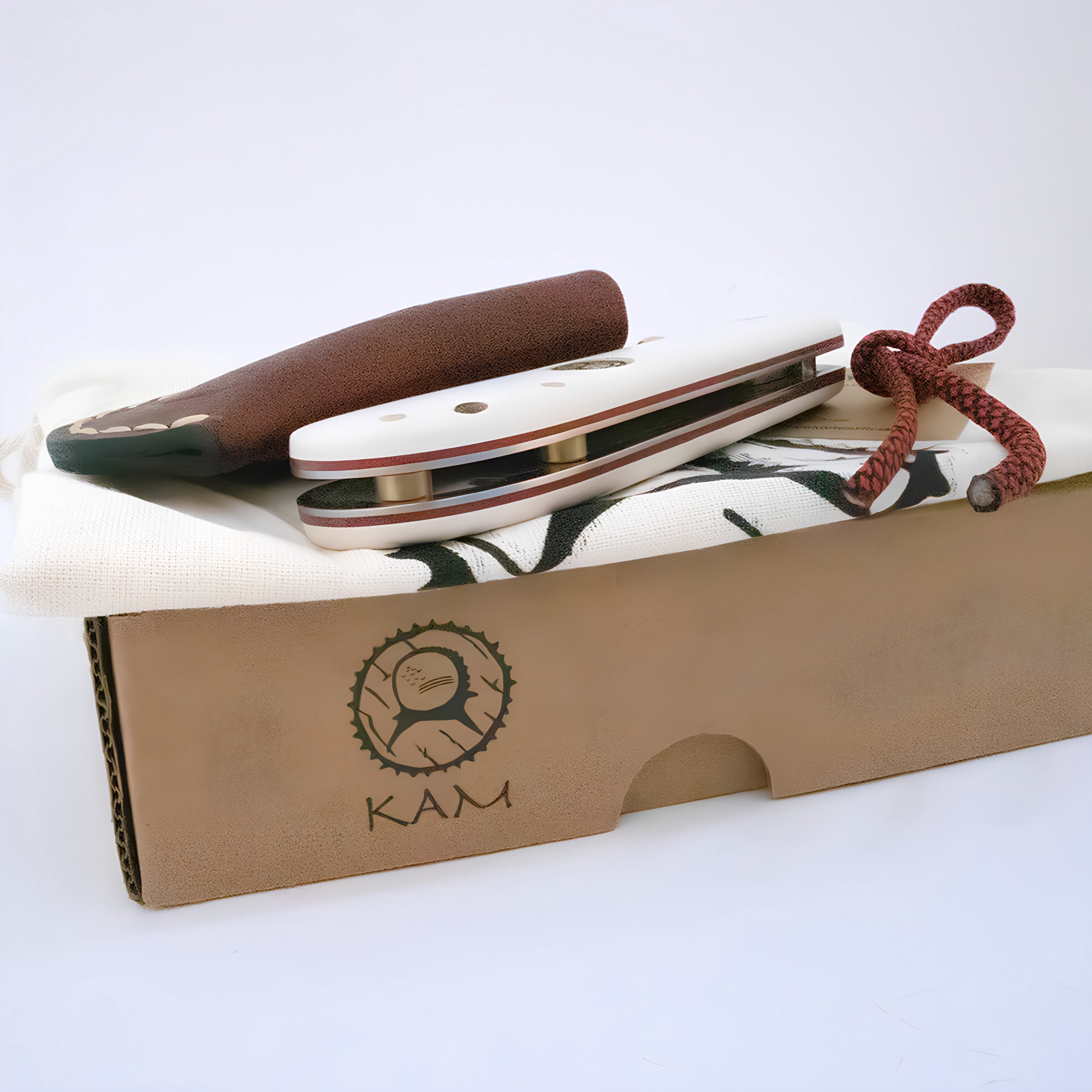 Kam Knife - Folding Knife BÖHLER Stainless Steel N690 with 3.14" Blade EDC Knife; White Handle Camping Knife; Small Hunting Knife Perfect for Outdoors and Hiking