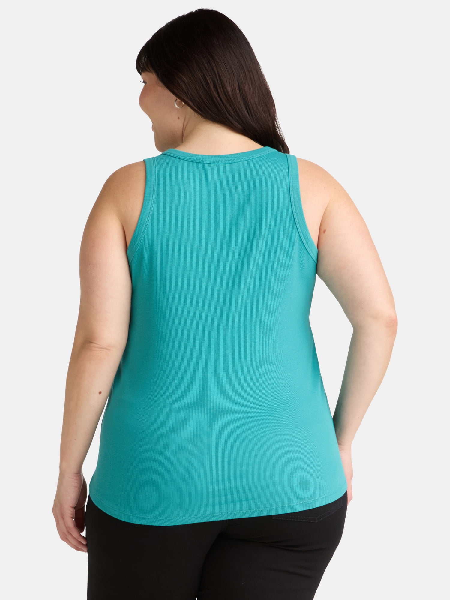 Terra & Sky Women's Plus Size High Neck Rib Tank Top, 2-Pack