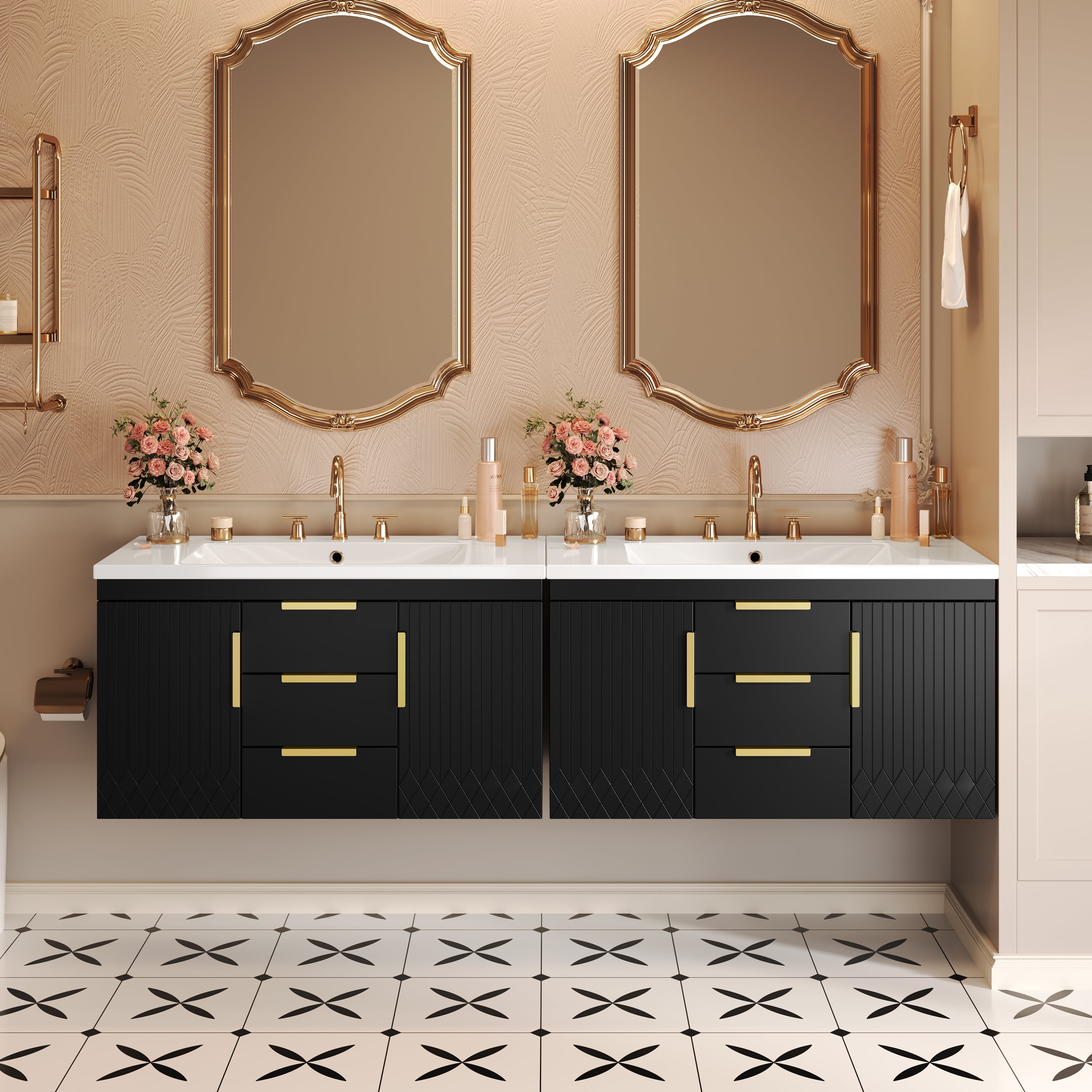 Euroco 36-Inch Wall-Mounted Bathroom Vanity with Resin Sink – Modern Floating Cabinet with Soft-Close Doors and High-Quality Construction