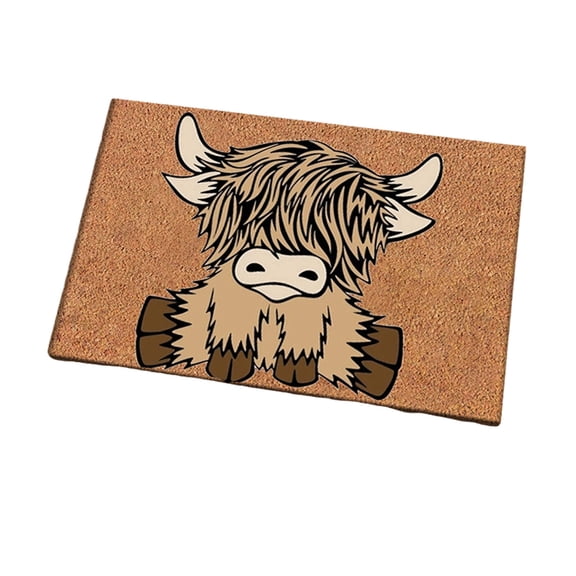 Funny Welcome Mats Outdoor - Highland Cow Decor Front Door Mat Outdoor Entrance, Indoor Door Mats for Entryway (16x24 in)