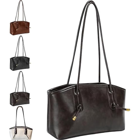 Women's Vintage PU Leather Shoulder Bag, Zipper Underarm Bags, Brown Purses for Women, Work Cross-body Bag