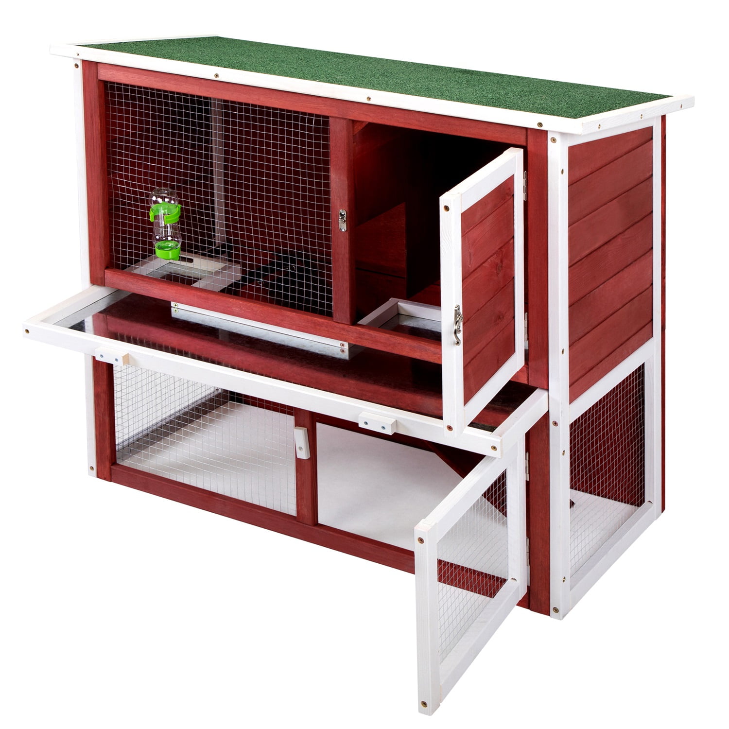 Pefilos 35" Outdoor Rabbit Bunny Hutch for Wooden Bunny Cage, Guinea Pig Hutch Chicken Coop, Red Pefilos 35" Outdoor Rabbit Bunny Hutch for Wooden Bunny Cage, Guinea Pig Hutch Chicken Coop, Red