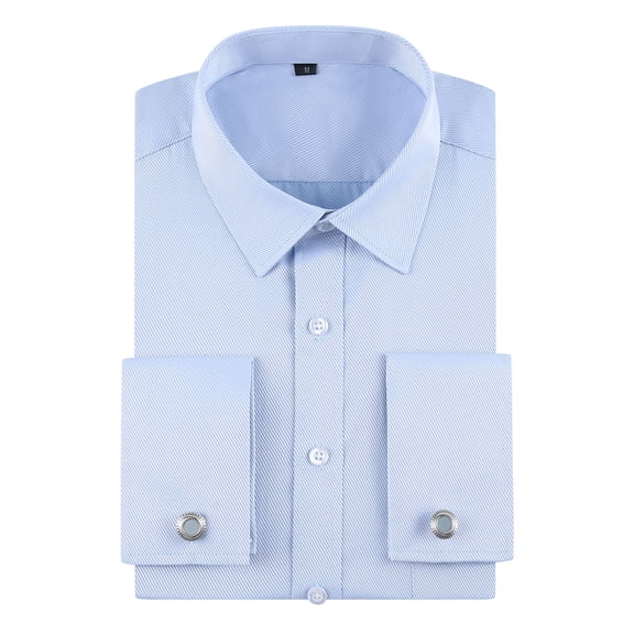 TANSILING Men's French Cuff Shirt Formal Pleated Long Sleeve Dress Shirt with Cufflinks