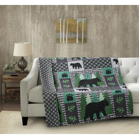 Virah Bella - Mountain Whispers - Quilted Throw Blanket 50" x 60" - Lightweight Throw Quilt Great for Loungers & Extra Bedding - Beautiful Lodge-Themed Blanket