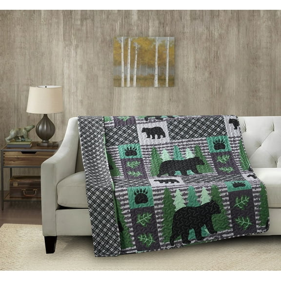 Virah Bella - Mountain Whispers - Quilted Throw Blanket 50" x 60" - Lightweight Throw Quilt Great for Loungers & Extra Bedding - Beautiful Lodge-Themed Blanket