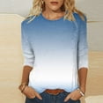 thumbnail image 2 of Chbgutlmr 3/4 Sleeve Tops for Women Plus Size Crewneck Dressy Casual Comfy Blouses Gradient Color Loose Shirts, 2 of 4