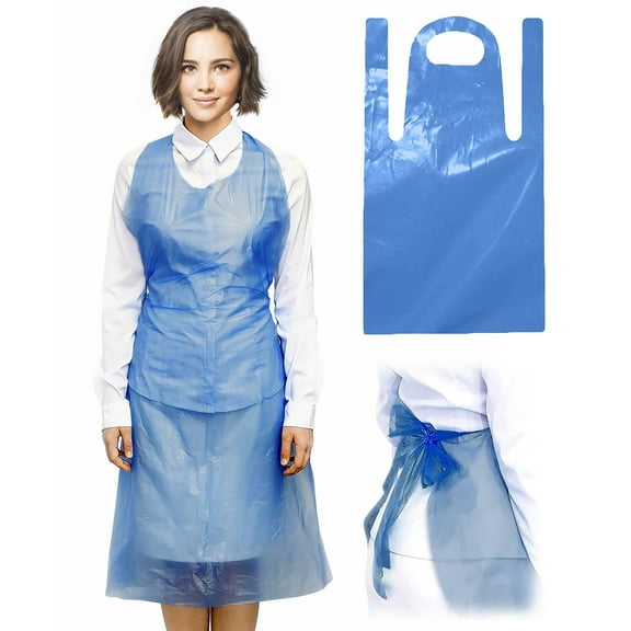 Blue Plastic Disposable Aprons Adults for Painting, 28 x 46 Inches. Pack of 1000 Disposable Plastic Aprons, 1 Mil. Unisex Waterproof Polyethylene Painting Apron for Food Industry