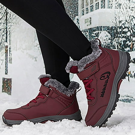 

Daznico Women Snow Boots Plus Size Winter Cotton Shoes Non Warm Walking Shoes Thick Plush Outdoor Snow Boots Boots for Women--8.5