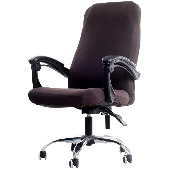 Housses de Chaise de Bureau Imprimées, Housse de Chaise d'Ordinateur Extensible Housses de Chaise Boss Universelles Style Simplisme Moderne Housse de Chaise Dossier Haut (Café, Grand)