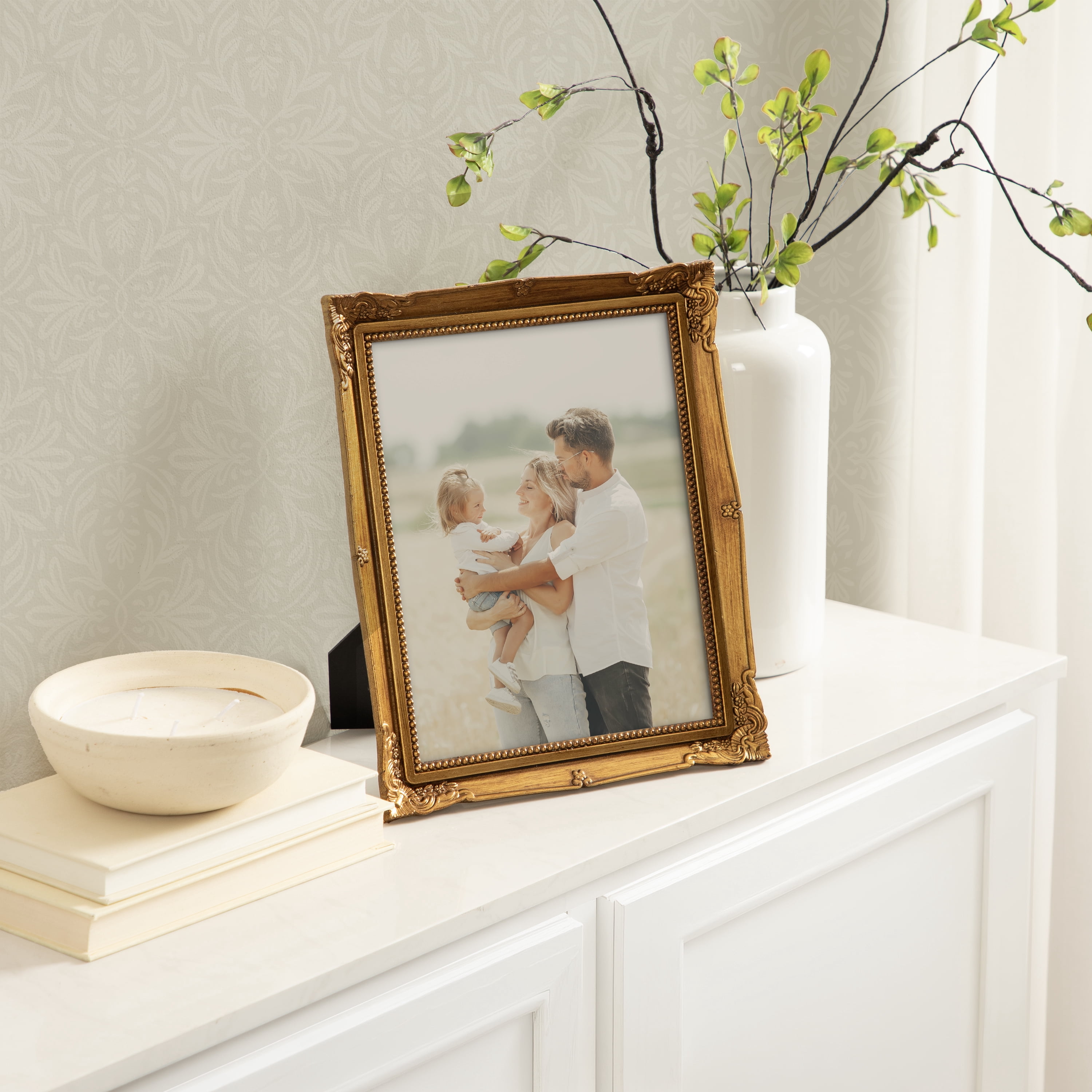 DesignOvation – 8x10 Picture Frame – Baroque Antique Gold Tabletop Photo Frame
