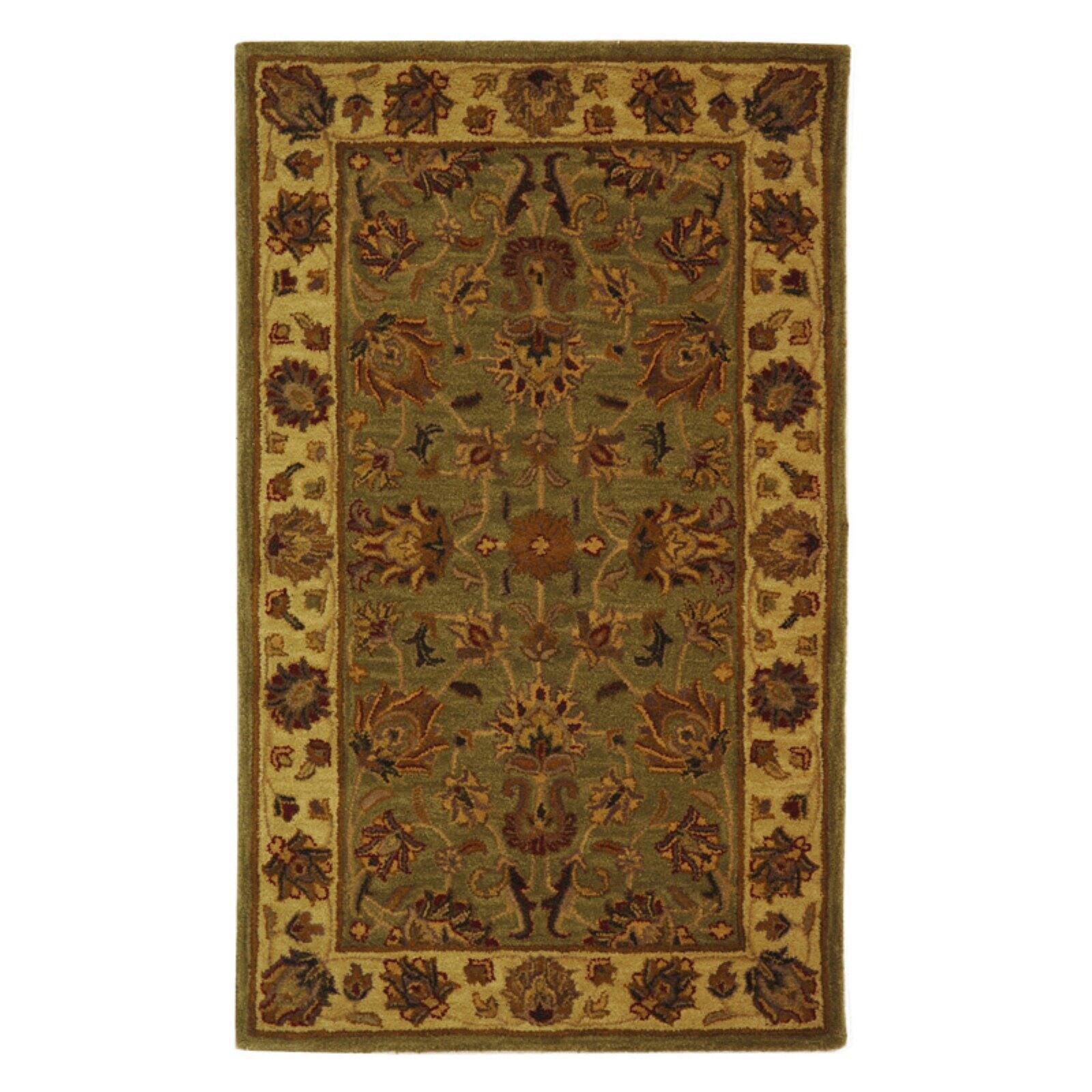 SAFAVIEH Heritage Regis Traditional Wool Area Rug, Green/Gold, 4'6" x 6'6" Oval - image 4 of 10