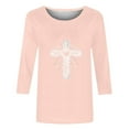 thumbnail image 4 of Enjoytime Womens Shirts Trendy Printed 3/4 Sleeve Crewneck Casual Blouse Loose Fashion Womens Plus Size Tops, 4 of 5