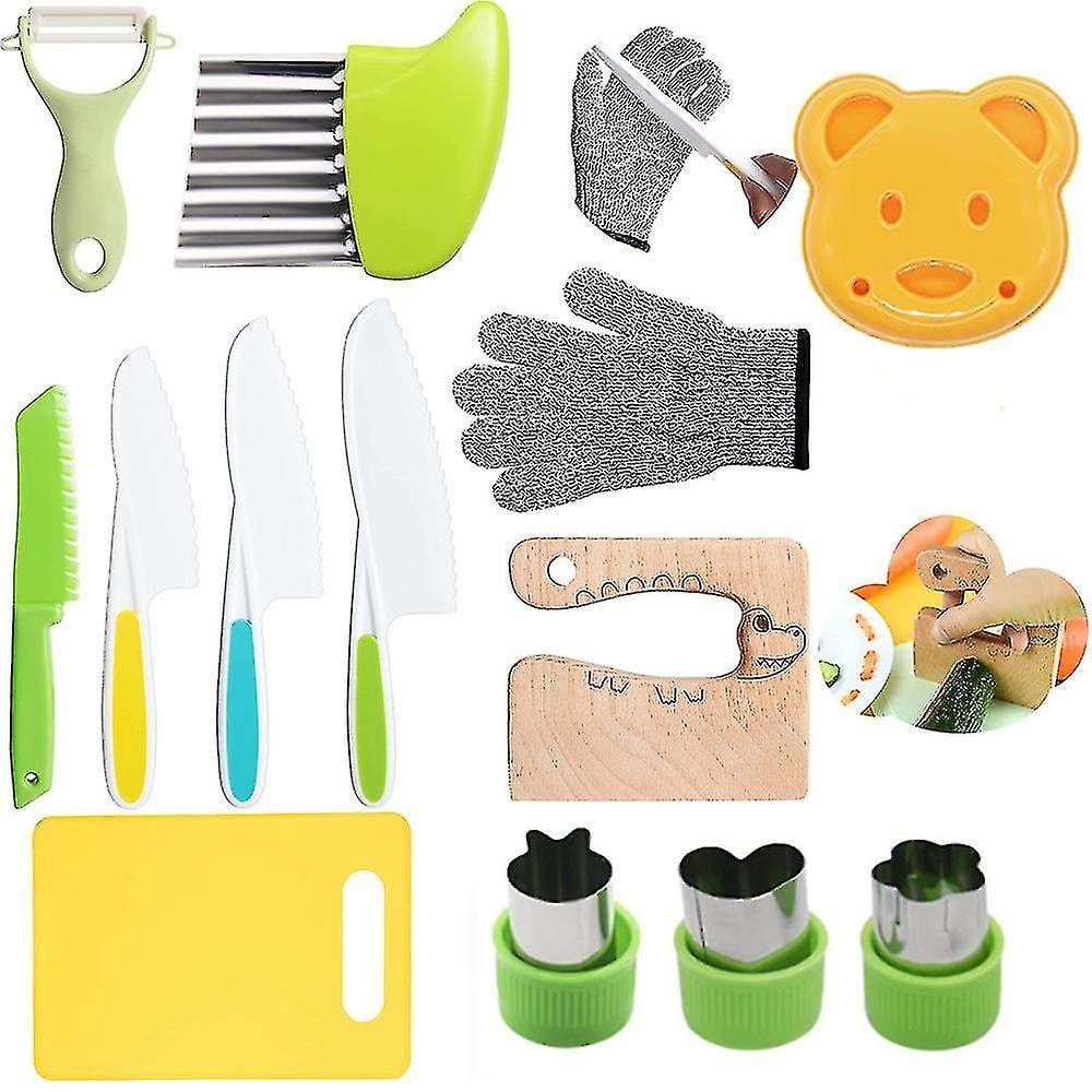 Kids Knifes compatible Real Cooking, 13 Pieces Wooden Kids Kitchen Knife Set_GET IT Gifts_Gift Of G