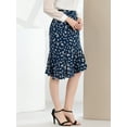 thumbnail image 4 of Unique Bargains Women's Floral Leopard Print Ruffle Midi Skirt Blue-White M, 4 of 6