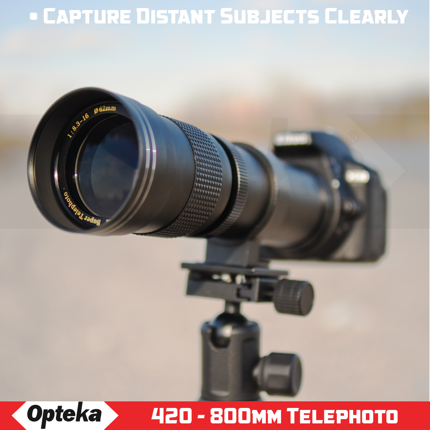 Opteka 420-800mm f/8.3 Telephoto Zoom Lens for Nikon Z6, Z7, Z50 Digital Mirrorless Digital SLR Cameras - image 2 of 10