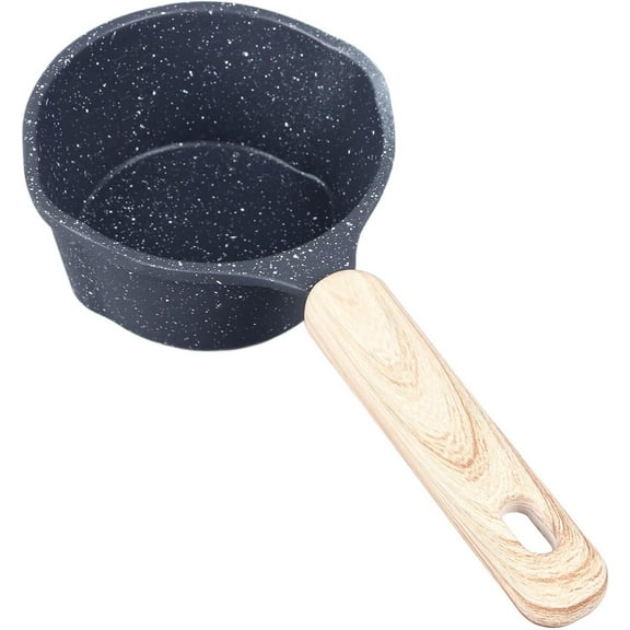 ABCISI Milk Pan, Mini Milk Warmer Pot, 9.5oz/280ml Nonstick Sauce Pan Butter Melting Pot for Stove Top, Small Coffee Milk Warmer Pot with Pour Spout for Home Kitchen Restaurant (Black)