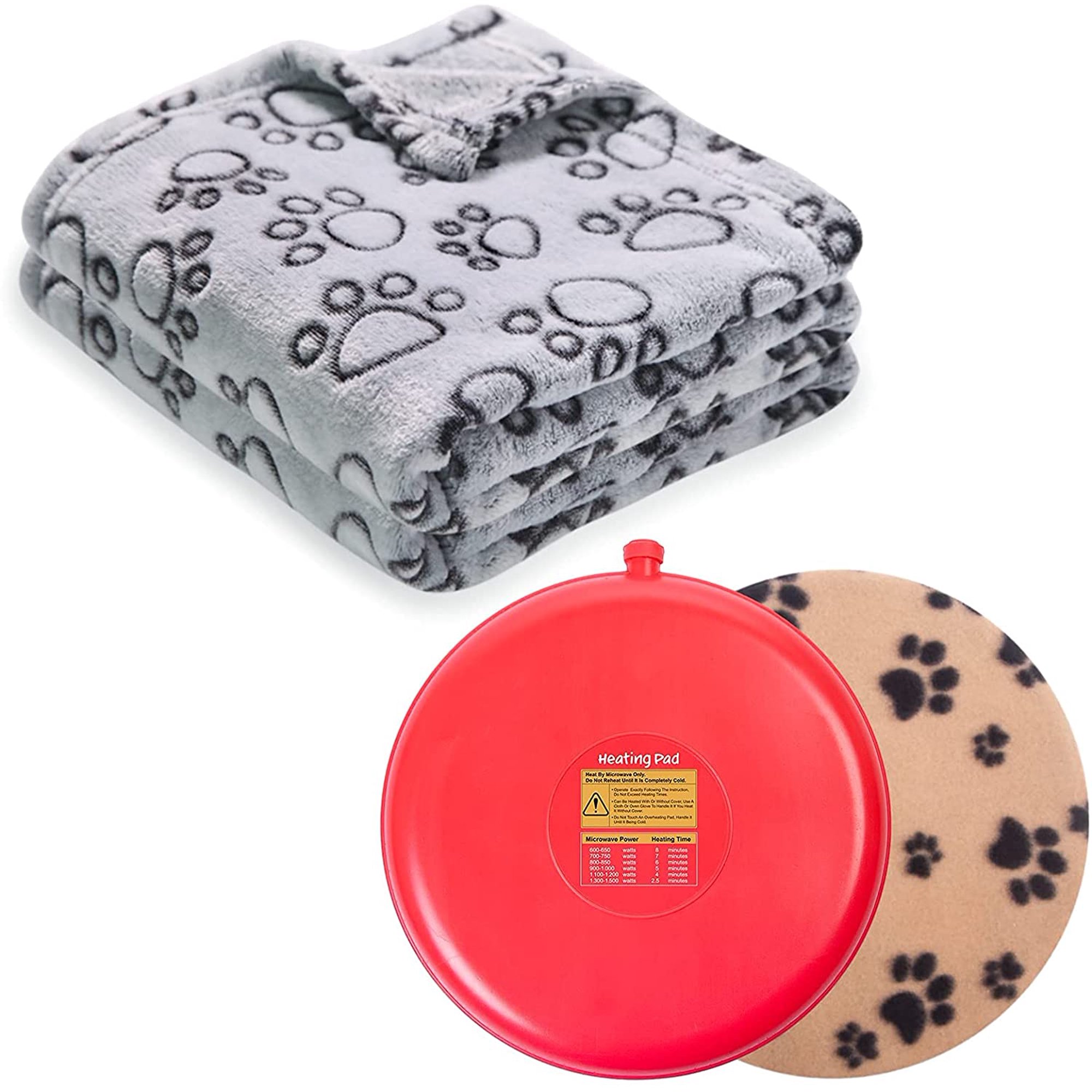 Pet Paws Print Dog Blanket and Microwave Pet Heating Pad Bed Warmer |  Walmart Canada