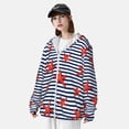 thumbnail image 3 of Balery Starfish Navy Blue Stripe Sudadera ligera de manga larga con capucha y protección solar UPF 50+ para hombre y mujer, ideal para pesca y running-3X-Large, 3 of 7
