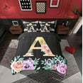 thumbnail image 2 of Erosebridal Initial A Letter Bed in a Bag Full size, Princess Rose Bed Set, Gold Monogrammed Reversible Comforter Sets, Breathable Room Decorative, 7pcs, 2 of 6