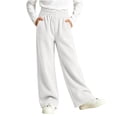 thumbnail image 2 of BXJX Girls Corduroy Pants, Outdoor Straight Leg Elastic Waist School Kids Casual Pants White Size 7-8 T, 2 of 7