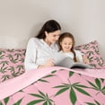 thumbnail image 5 of jejeloiu Nature Botanical Leaf Full Size Comforter Sets,Pink Green Bedding Sets For Girls Teens Reversible 3-Piece, 5 of 8