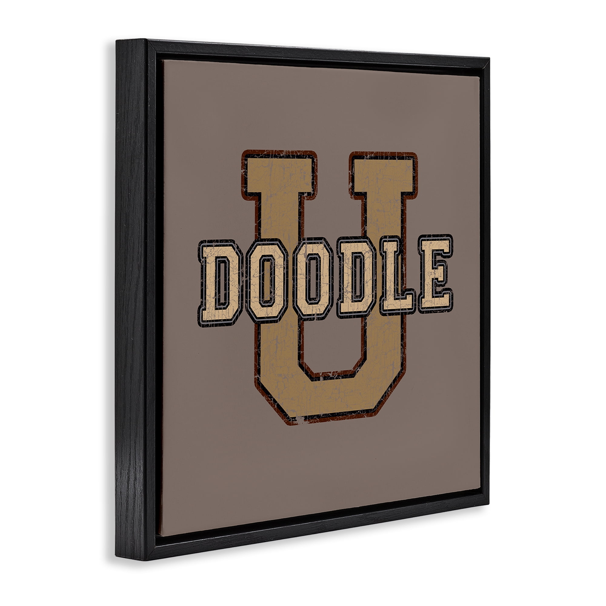 Stupell Industries Vintage Doodle U Novelty & Humor Painting Black Floater Framed Canvas Art Print Wall Art, 25 x 25