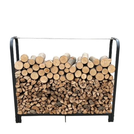 Artibear Firewood Rack Stand 4ft Heavy Duty Logs Holder for Outdoor Indoor Fireplace Metal Wood Pile Storage Stacker Organizer Matte Black
