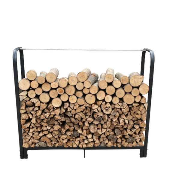 Artibear Firewood Rack Stand 4ft Heavy Duty Logs Holder for Outdoor Indoor Fireplace Metal Wood Pile Storage Stacker Organizer Matte Black
