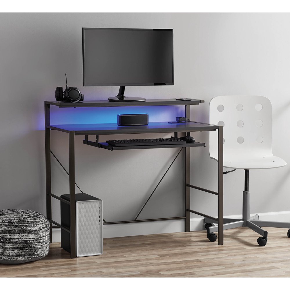 Mainstays Computer Gaming Desk With LED Lights