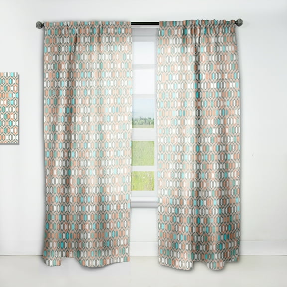 Designart 'Hexagon Retro Pattern III' Mid-Century Modern Curtain Panel