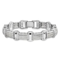 Auriga Fine Jewelry 925 Sterling Silver Rh-plated Polished CZ 7.5inch Link Bracelet for Women