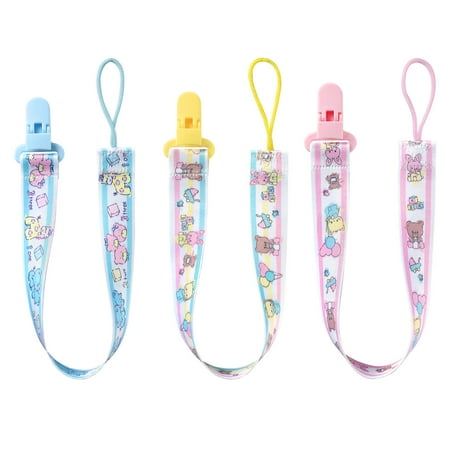Littleforbig Adult Pacifier Clip Little Cuties 3 Paci Clips Set - Pink, Yellow, Blue