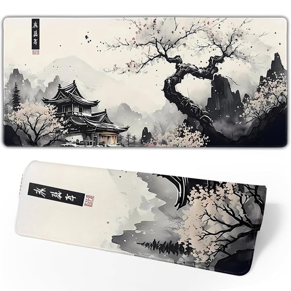 Japanese Large Gaming Mouse Pad with stitched edges, Non-Slip Rubber Base &Precision Tracking Surface. Anime Mousepad 31.5x11.8 inch, 1lb, 3mm, Waterproof Mousepad for Desktop, Laptop, Wireless