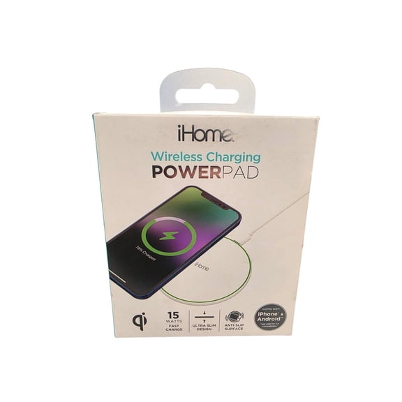 Restored iHome Wireless Charging POWERPAD 15 Watts Fast Charge, Slim - Model 2IHQI1052W0L2 (Refurbished)