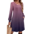 thumbnail image 4 of Maxi Dress for Women 2025 Long Sleeve V-Neck Female Fashion Elegant Dresses Casual Female Straight Evening Dresses Purple S, 4 of 4