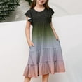 thumbnail image 2 of ZACPNCV Girls Floral Dress Summer Ruffle Flutter Sleeve Swing Casual Sundress Cute Outfit for Kids 14-15 Years, 2 of 6