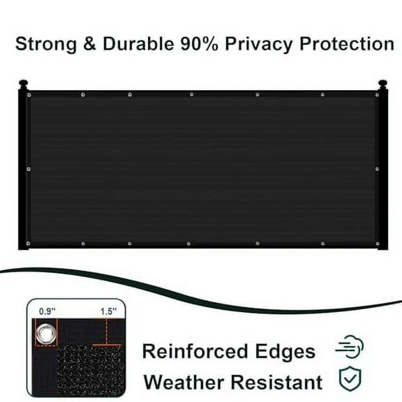 SUNLAX Privacy Fence Screen 4' x 18' Heavy Duty Mesh Fence Net Cover with Grommets for Patio Porch Pool Backyard Outdoor Chain Link Fence, Black (Customized)