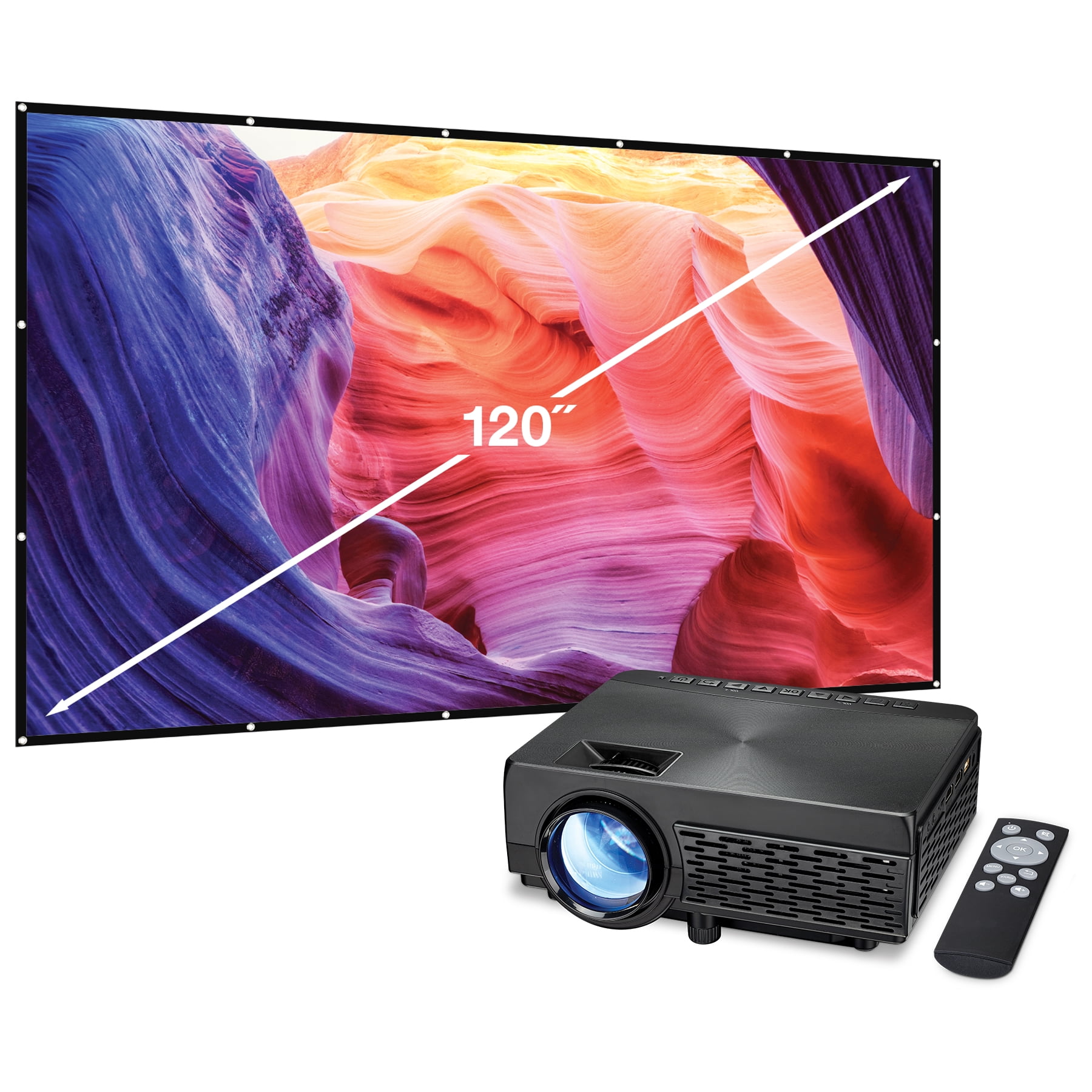 Memorex Bluetooth Projector with 120" Projection Screen, MPJ300VP