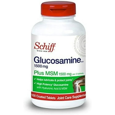 Schiff Glucosamine 1500mg Plus MSM and Hyaluronic Acid 150 tablets - Joint Supplement (Pack of 3)