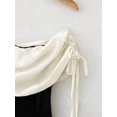 thumbnail image 4 of Womens Black And White Colorblock Asymmetric Neckline Elegant A-Line Dress, 4 of 5