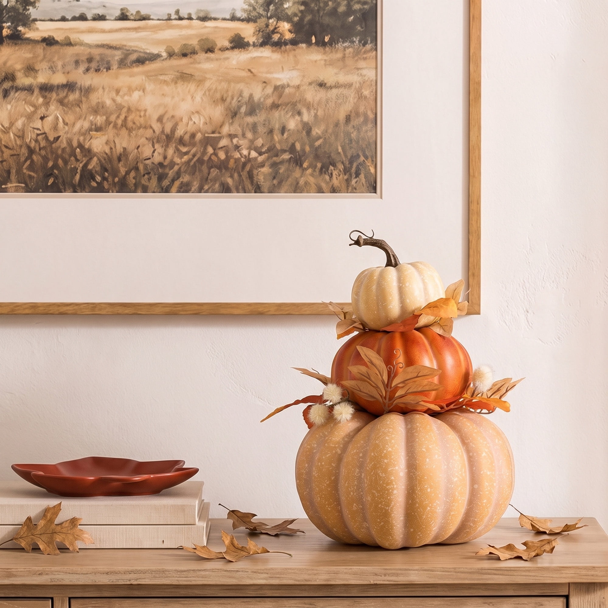 Foam Pumpkin Stack Tabletop Decoration, Orange and Yellow, 14", Fall by Way To Celebrate