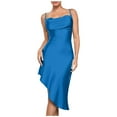 thumbnail image 2 of Roncen Women's Solid Dress - Slim Fit Spaghetti Strap Elegant Evening Gown with Streamlined Design, Comfortable Formal Occasion Attire for Cocktail Parties and Special Events, 2 of 8