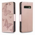 thumbnail image 3 of Allytech Galaxy S10 Case, Slim Fit PU Leather Folio Butterfly Embossed Shockproof Wrist Hand Strap Flip Cards Holder Wallet Case TPU Back Cover for Samsung Galaxy S10,Pink, 3 of 8