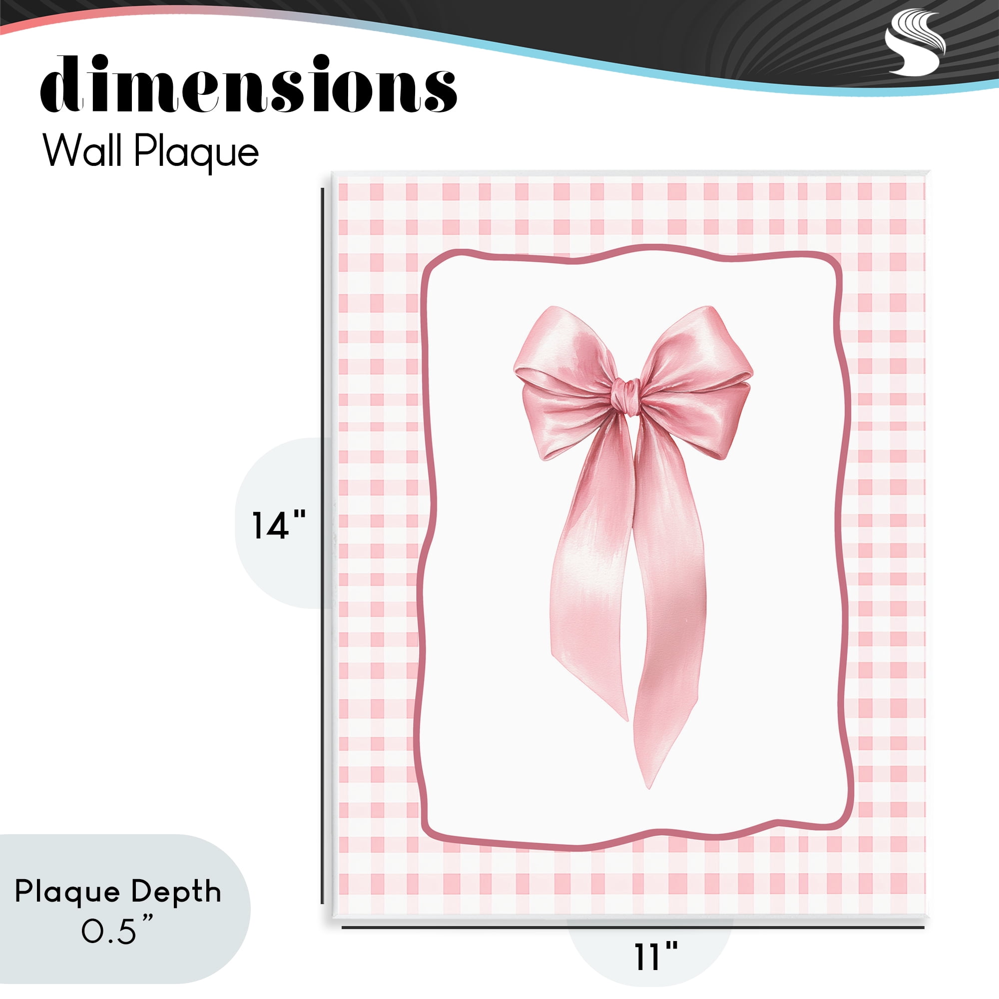 Stupell Industries Pink Gingham Ribbon Wall Plaque Art, design by Christine Simpson Art