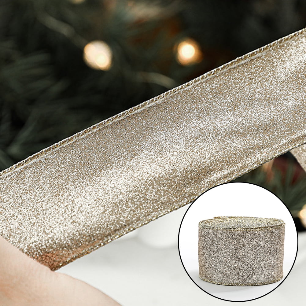 KYAIGUO Metallic Glitter Glitter Ribbon Rolls for Christmas Ribbons Crafts Weddings Sewing Reusable 2PCS