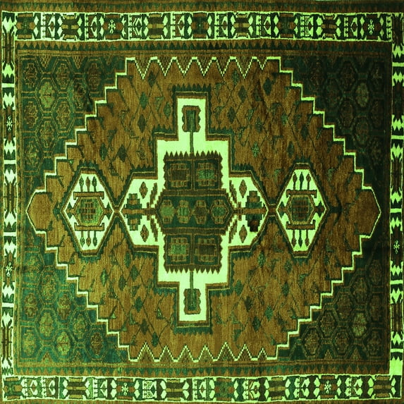 Ahgly Company Indoor Square Persian Green Traditional Area Rugs, 5' Square