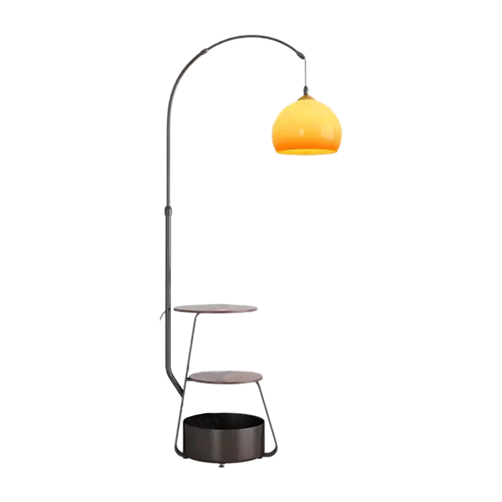 Mid Century Modern Floor Lamp with Adjustable Height and Built-in Side Table,Wooden Reading Lamp for Living Room,Bedroom,Study,Sofa or Coffee Table,71" Tall,Vintage Industrial Style Lighting Fixture