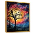 thumbnail image 2 of Designart "Moonlit American Basswood Tree in Blue III" Landscapes Framed Wall Art - Country Blue Tree Entryway Framed Wall Art Print, 2 of 6